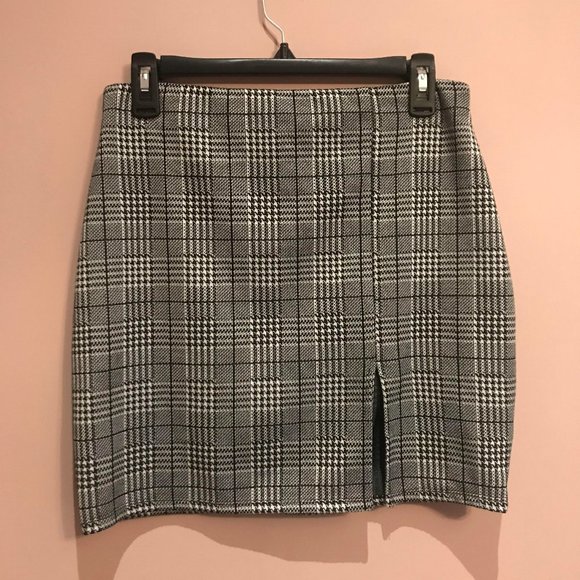 Plaid Slit Skirt - Picture 1 of 4